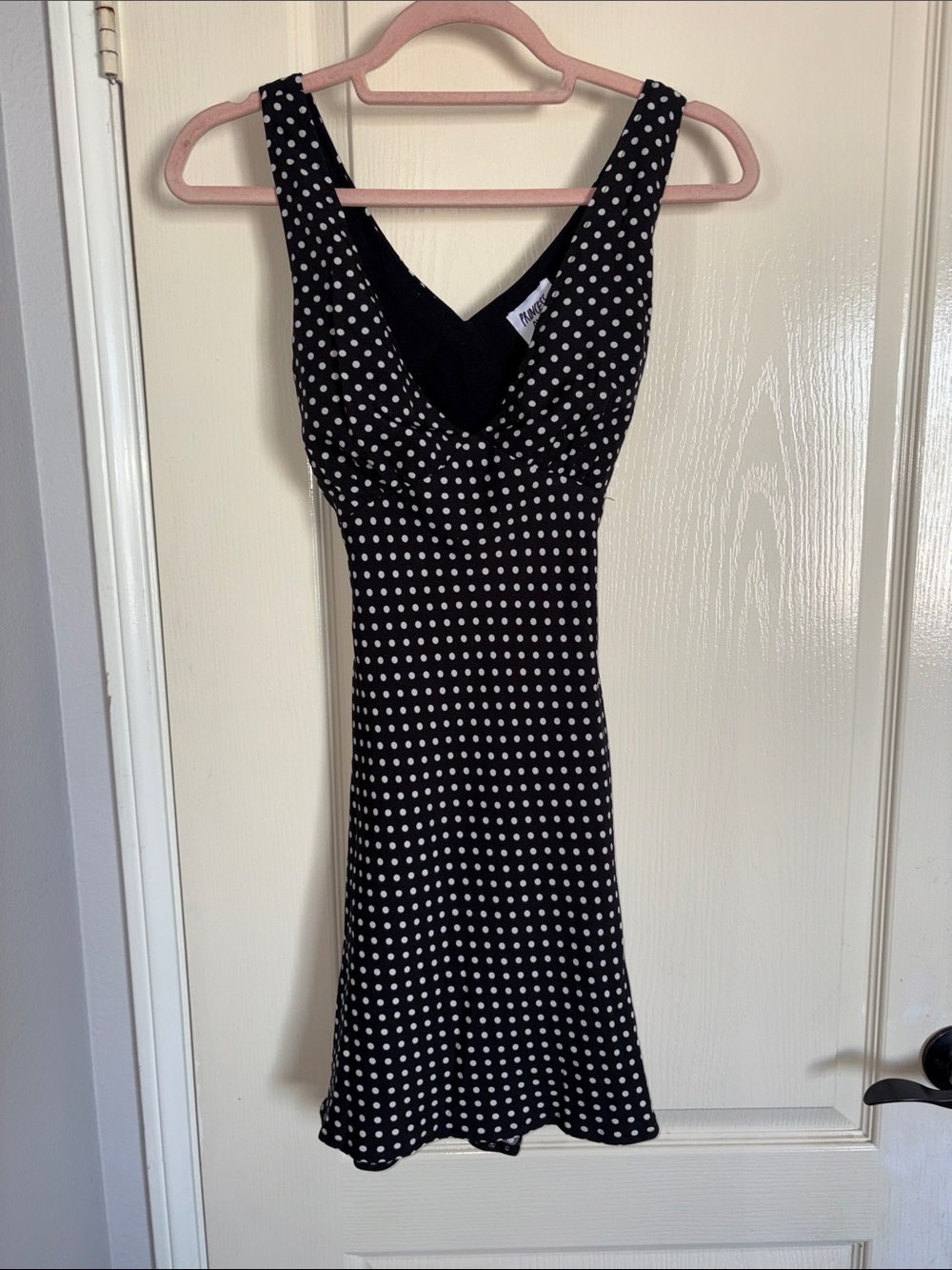 Princess Polly Black Polka Dot V-Neck Mini Dress